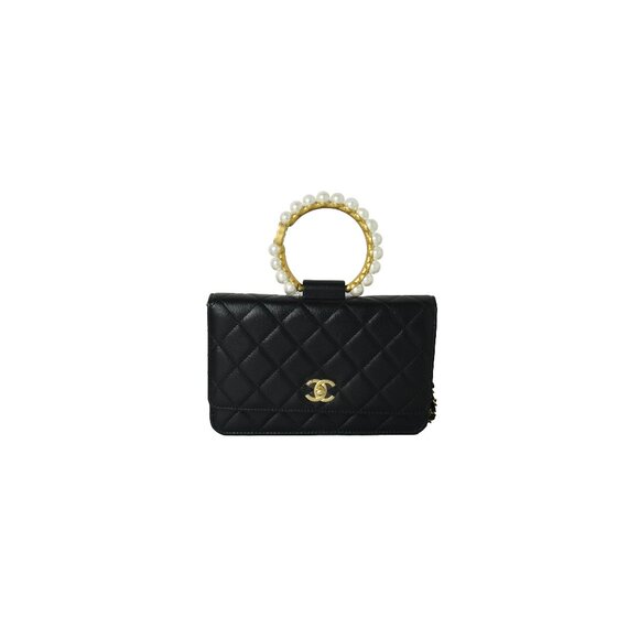 Chanel O Mini Bag Lambskin Imitation Pearls & Gold-Tone Metal Black - Picture 1 of 3